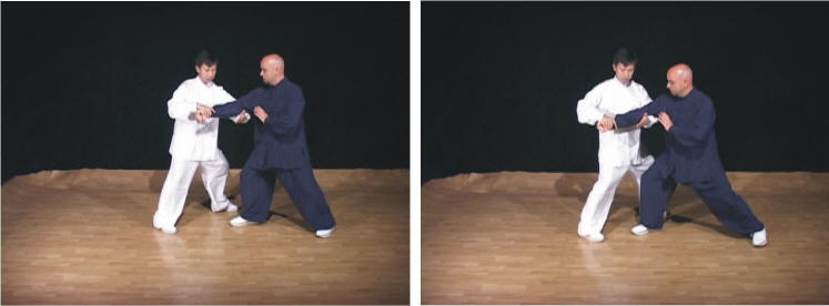 Yang Jun zeigt Tai Chi Kampfkunst mit Partner
